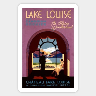 Canadian Rockies Lake Louise Chateau Lake House Hotel Vintage Travel Sticker